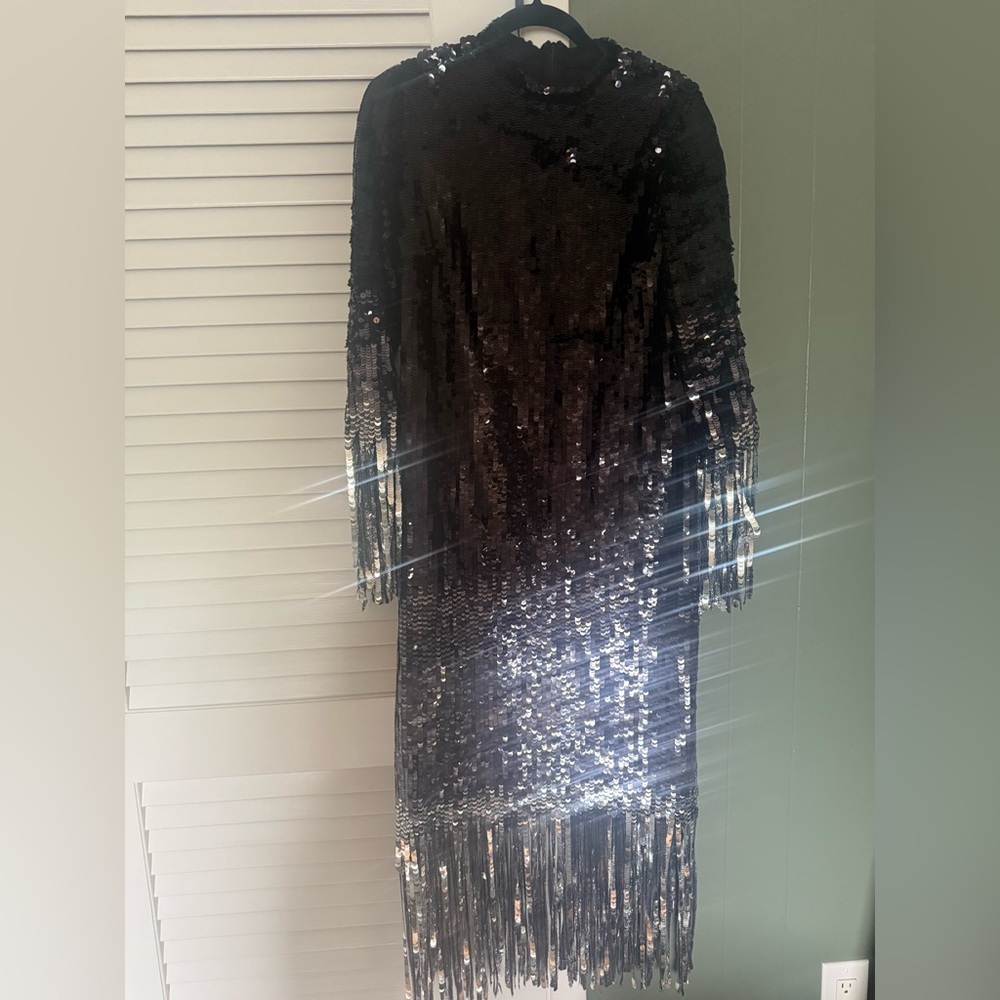 NWT- Jonathan Simkhai Black Sequin Tassel Maxi Dress